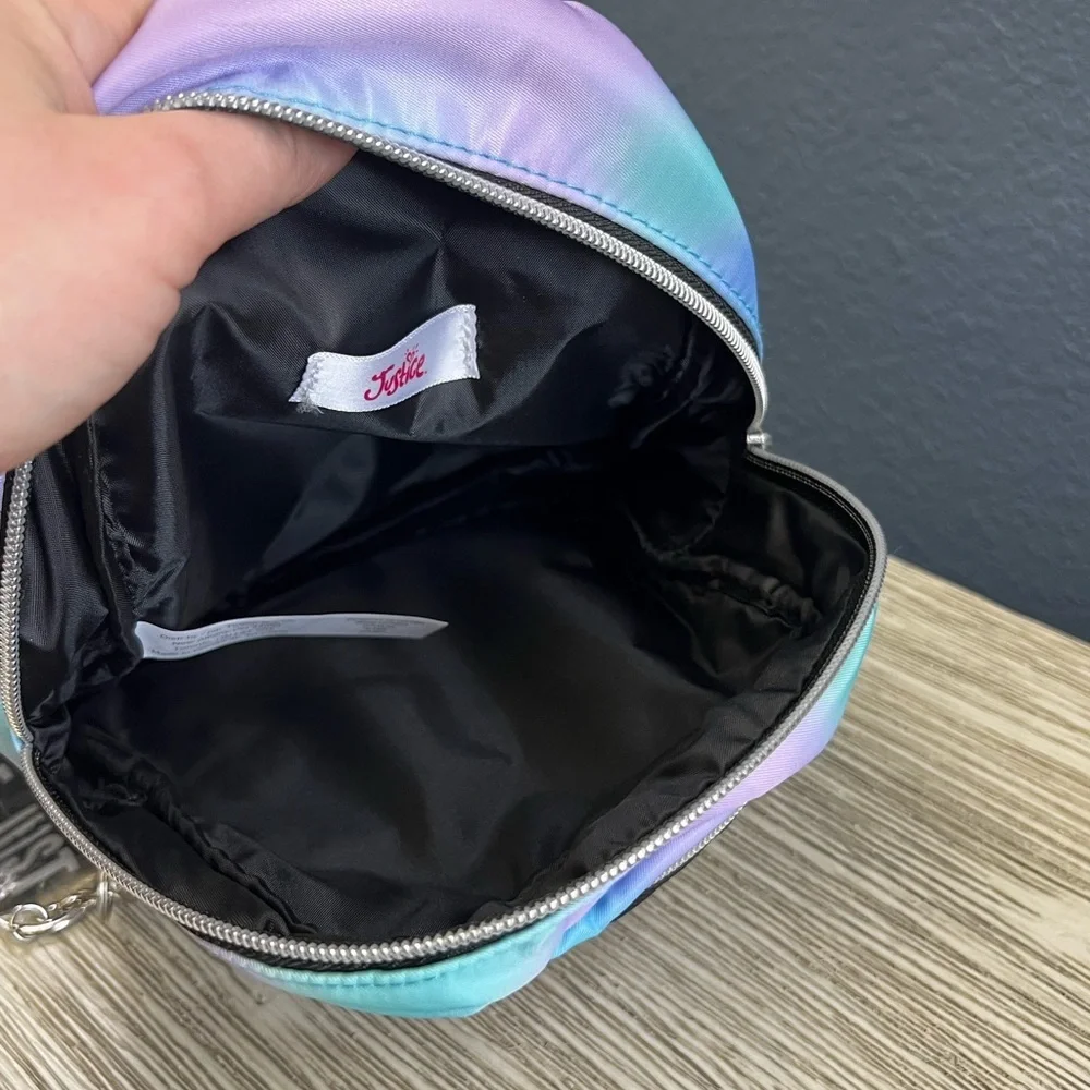 🆕 Justice Tie Dye Mini Sling Backpack with Black Accents